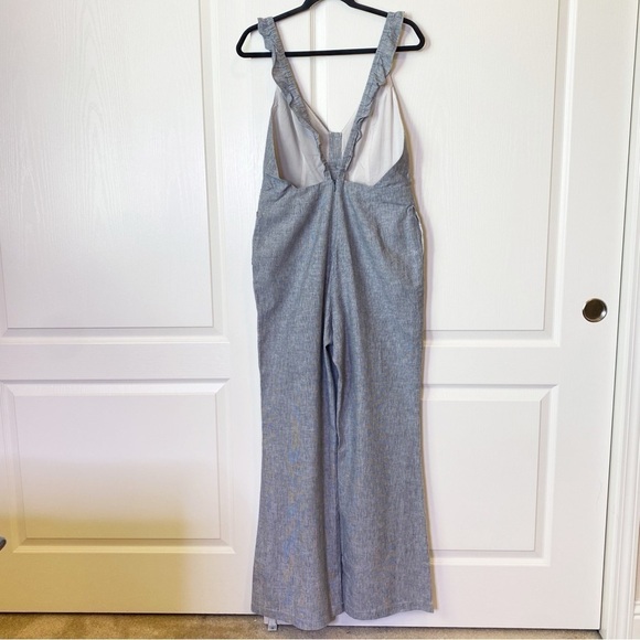 Lovers and Friends Linen Blend Kat Open Back Jumpsuit in Chambray Size Medium - Picture 6 of 14